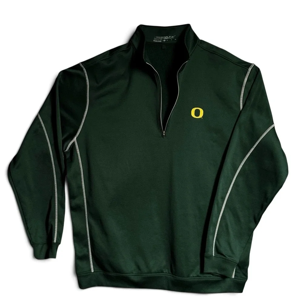 Nike Golf Oregon Ducks 1/4 Zip Pullover Mens XL Green Therma-FIT Golfcore Fleece